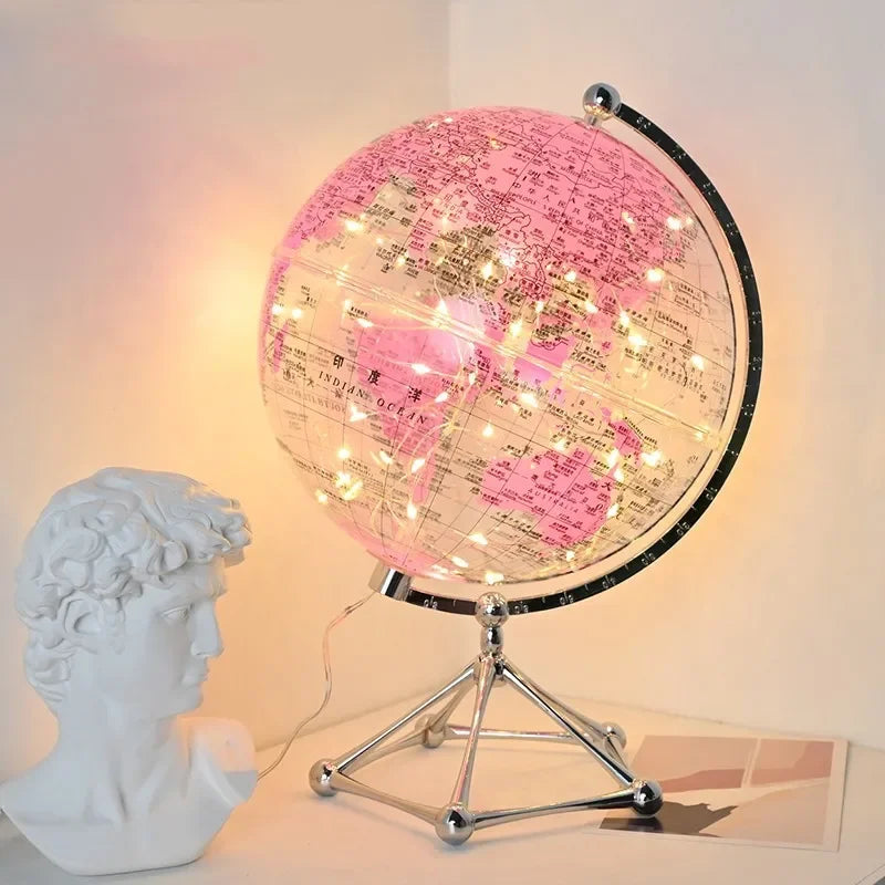 LED Rotating World Globe Lamp with Rotating Display and Warm LED Light