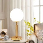 LED Table Lamp Glass Globe Brass Finish, Elegant Design
