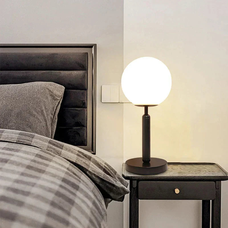 LED Table Lamp Glass Globe Brass Finish, Elegant Design