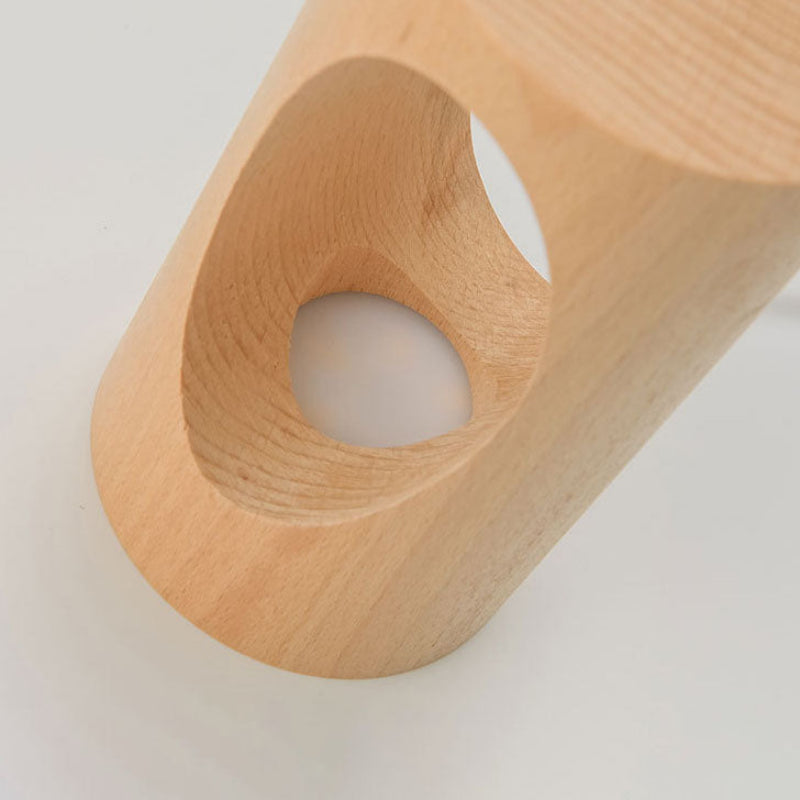 Table Lamp LED Solid Wood USB Powered Bedside Accent Light
