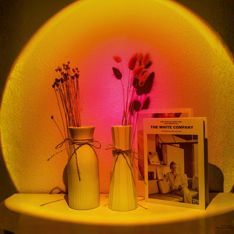 LED Table Lamp Sunset Projection Aluminum Glass USB Powered Indoor Light