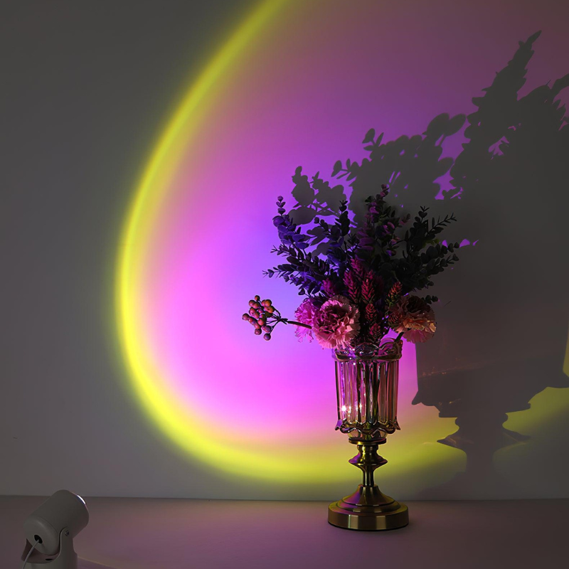 LED Table Lamp Sunset Projection Aluminum Glass USB Powered Indoor Light