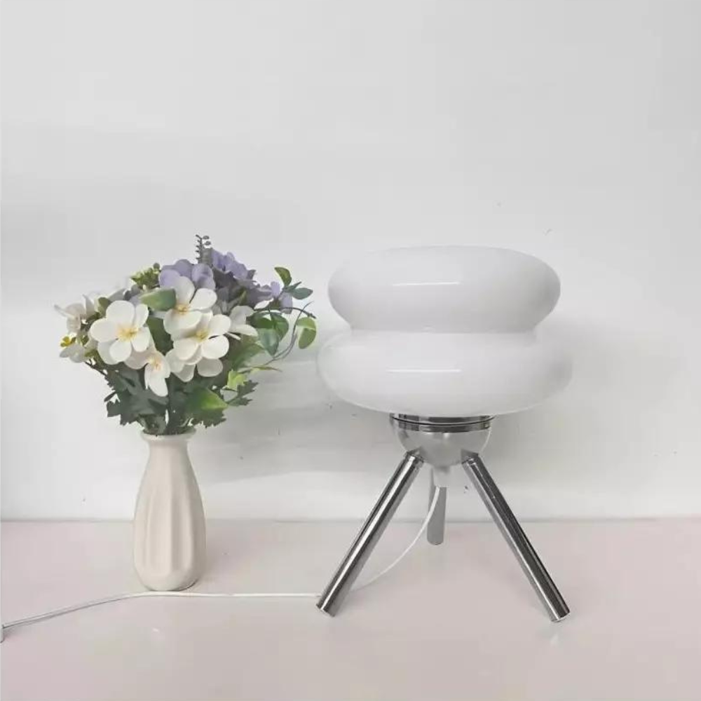 LED Tripod Table Lamp, Glass Shade, Iron Base