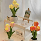 Night Light LED Tulip Design Battery Operated Ceramic Vase
