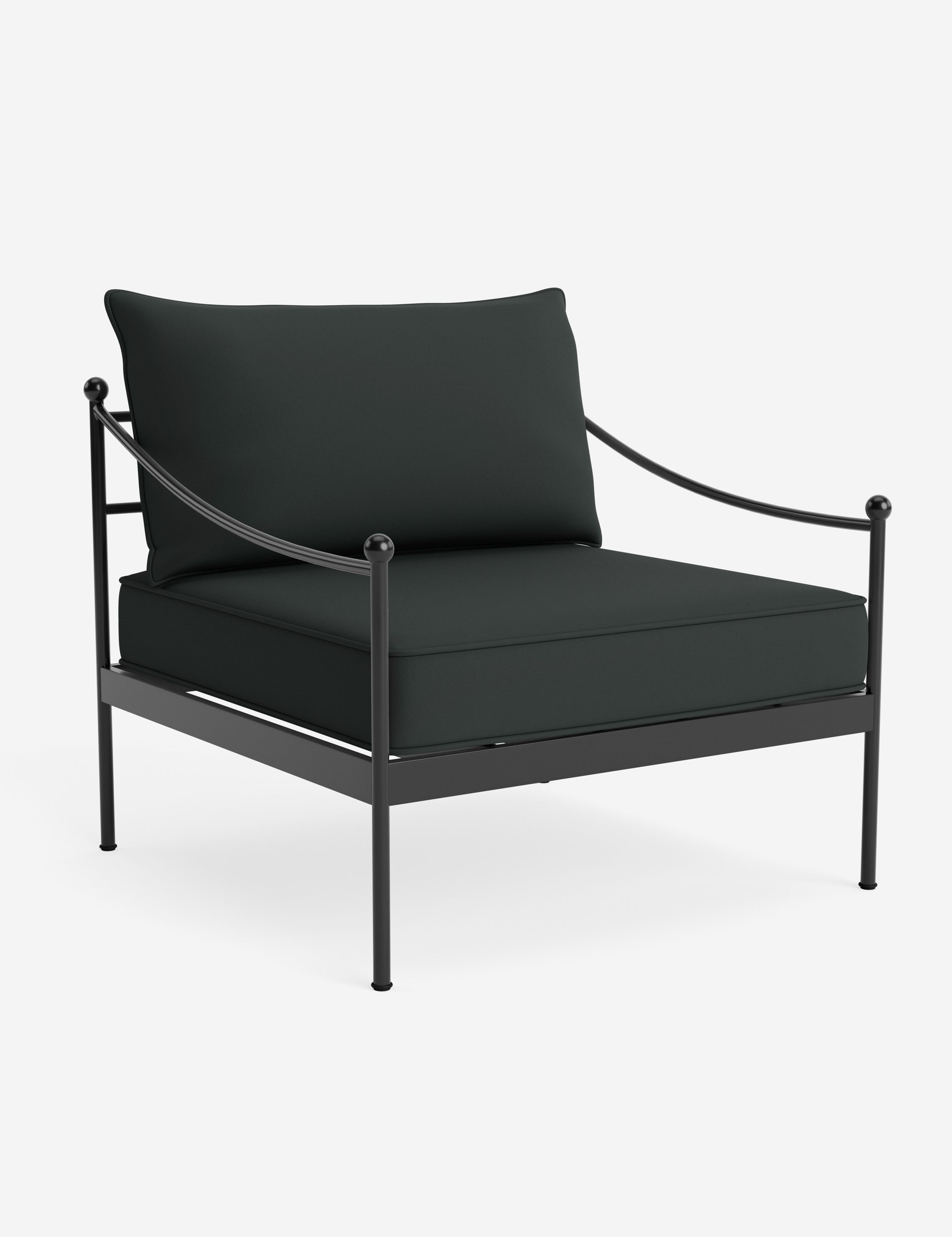 Lira Outdoor Accent Chair | Black Metal Frame, Chic Cushions