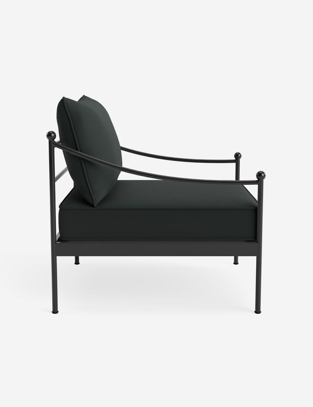 Lira Outdoor Accent Chair | Black Metal Frame, Chic Cushions