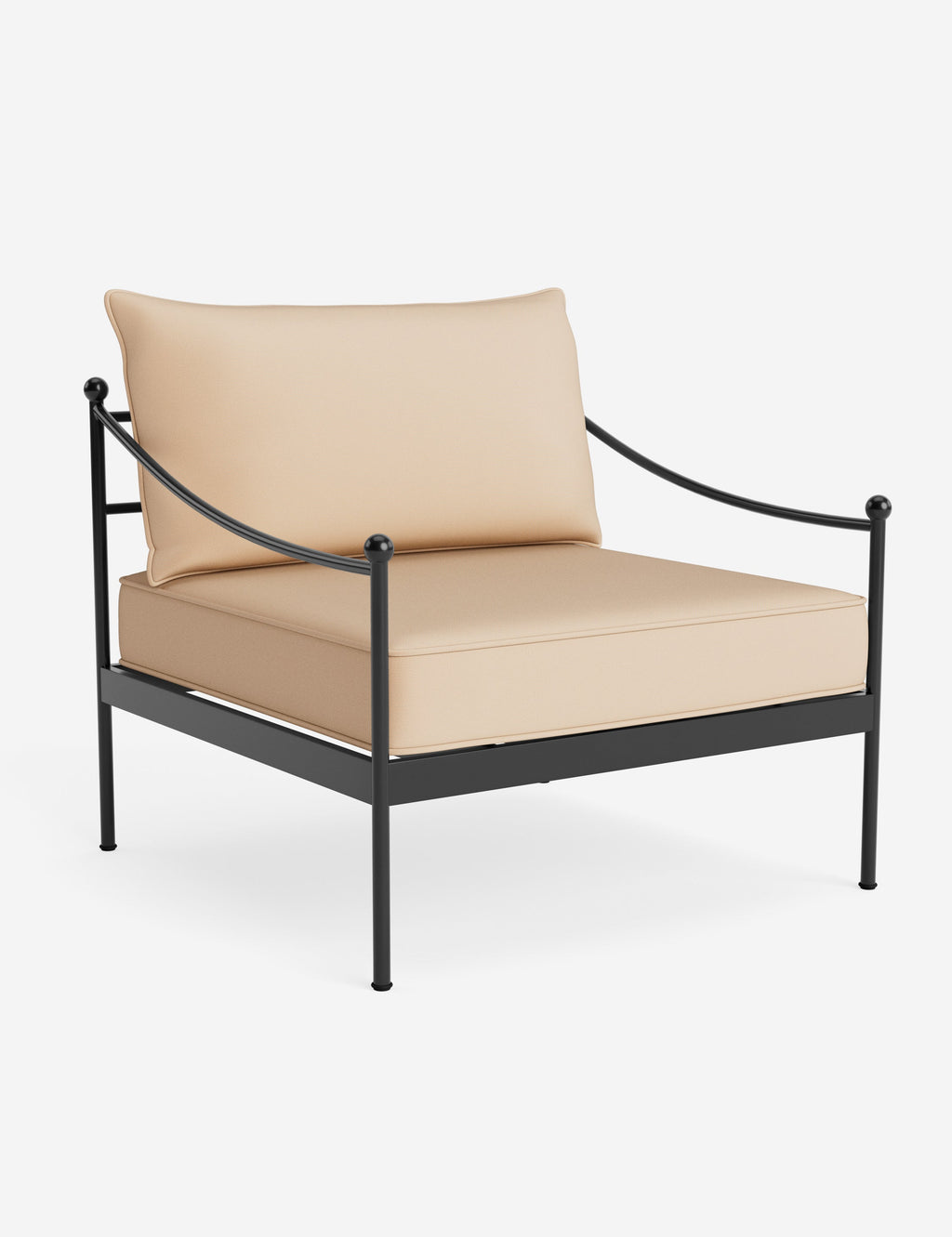 Lira Outdoor Accent Chair | Black Metal Frame, Chic Cushions