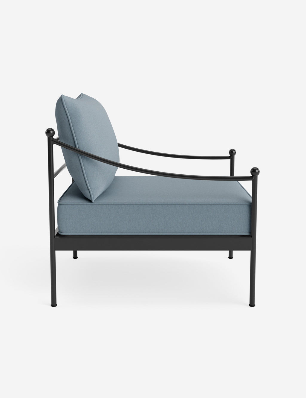 Lira Outdoor Accent Chair | Black Metal Frame, Chic Cushions