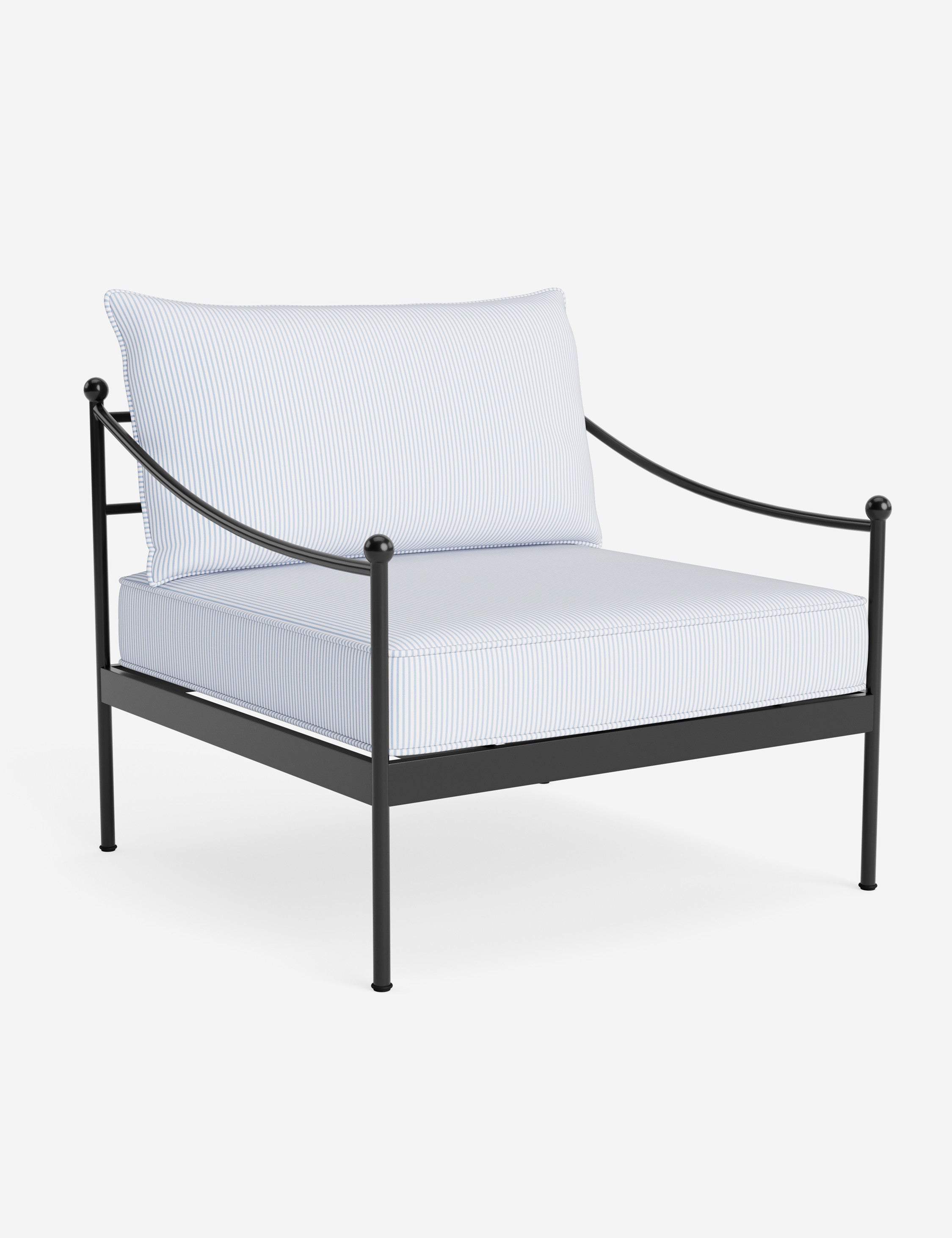 Lira Outdoor Accent Chair | Black Metal Frame, Chic Cushions
