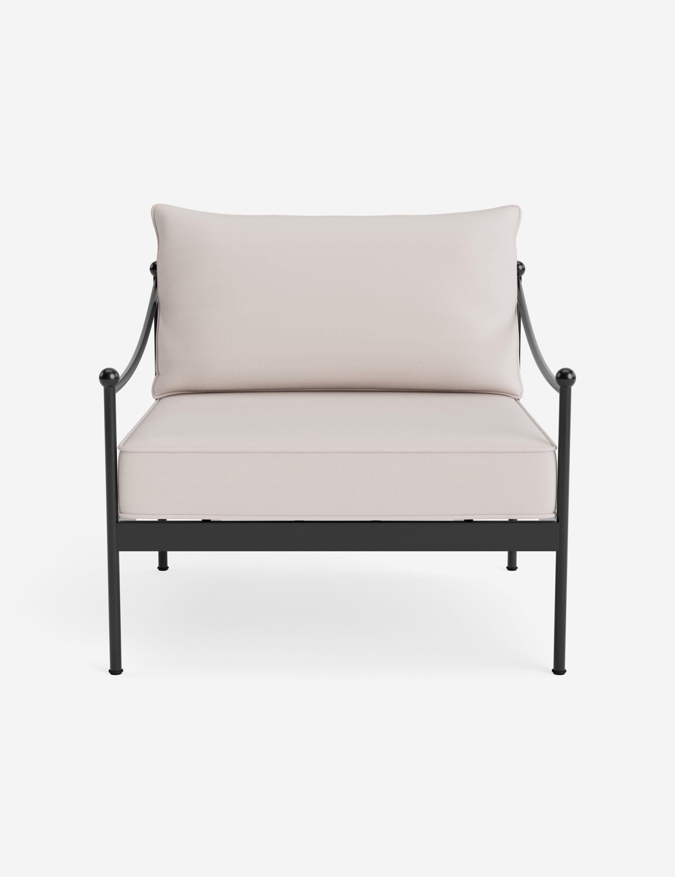 Lira Outdoor Accent Chair | Black Metal Frame, Chic Cushions