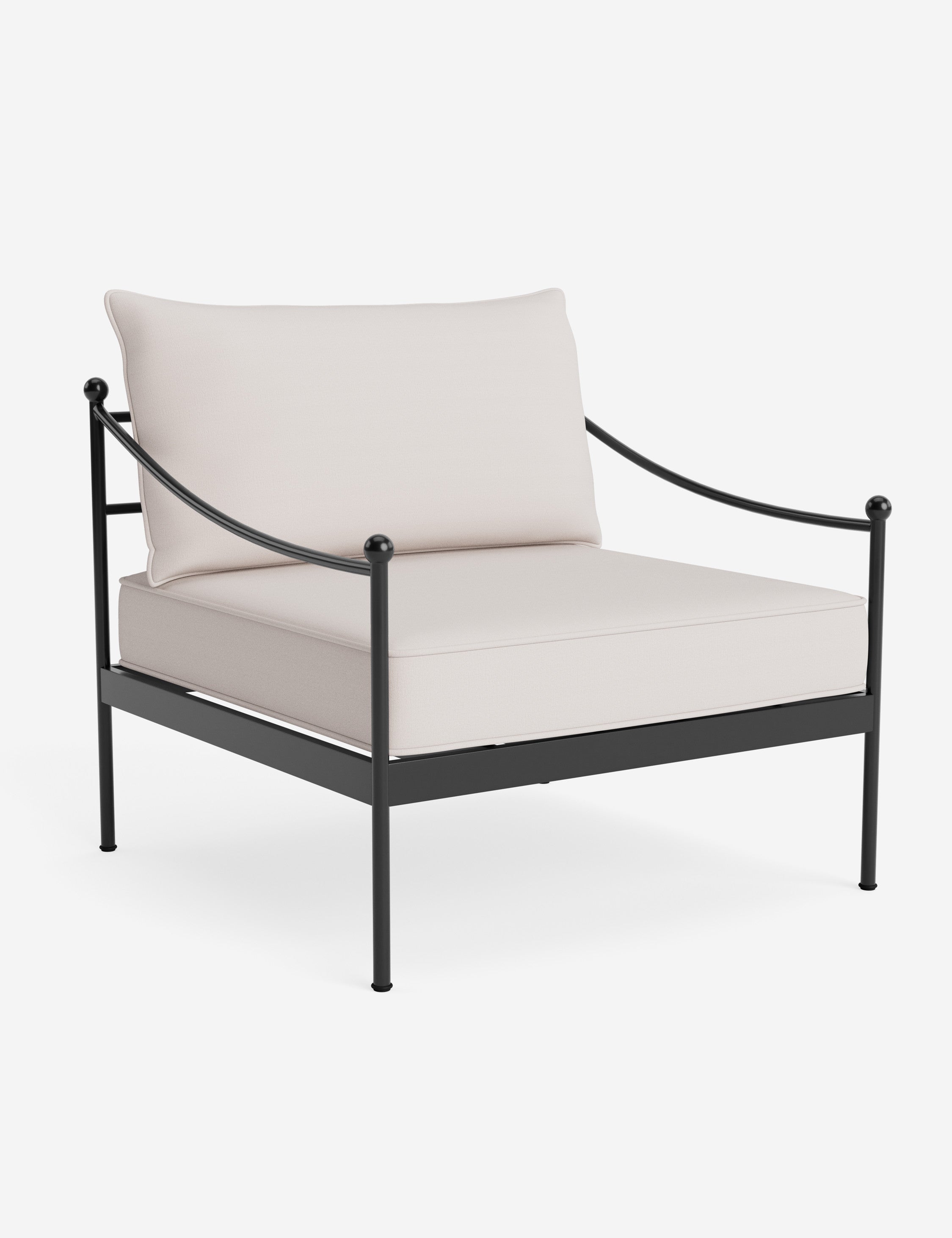 Lira Outdoor Accent Chair | Black Metal Frame, Chic Cushions