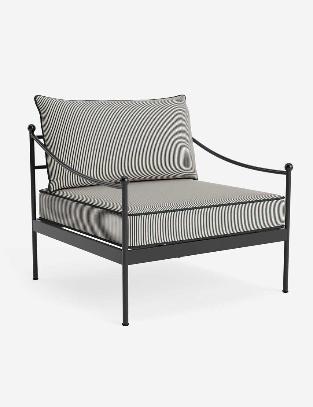 Lira Outdoor Accent Chair | Black Metal Frame, Chic Cushions