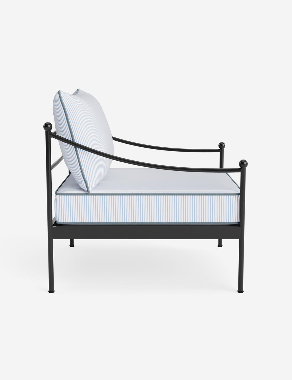 Lira Outdoor Accent Chair | Black Metal Frame, Chic Cushions