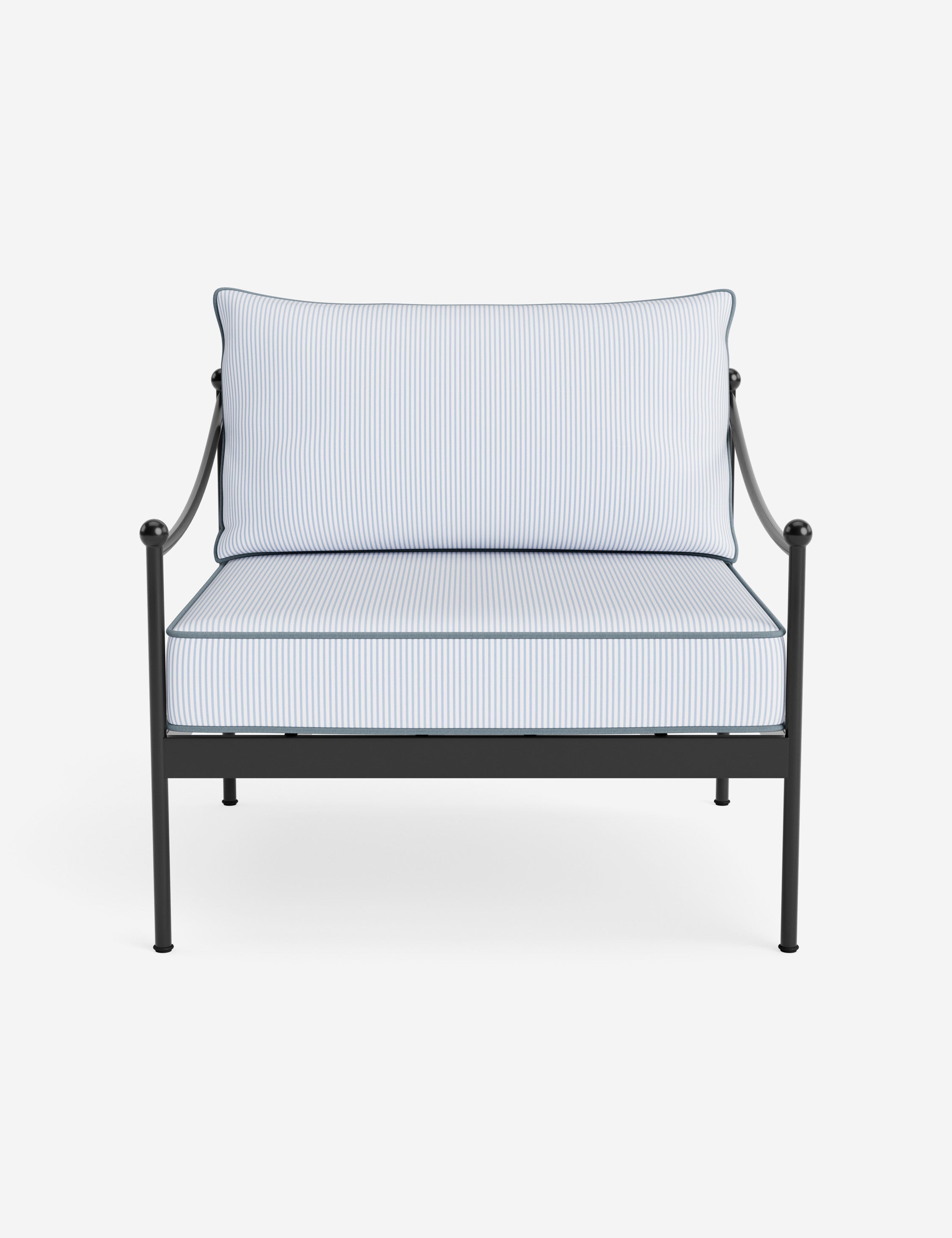 Lira Outdoor Accent Chair | Black Metal Frame, Chic Cushions