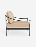 Lira Outdoor Accent Chair | Black Metal Frame, Chic Cushions