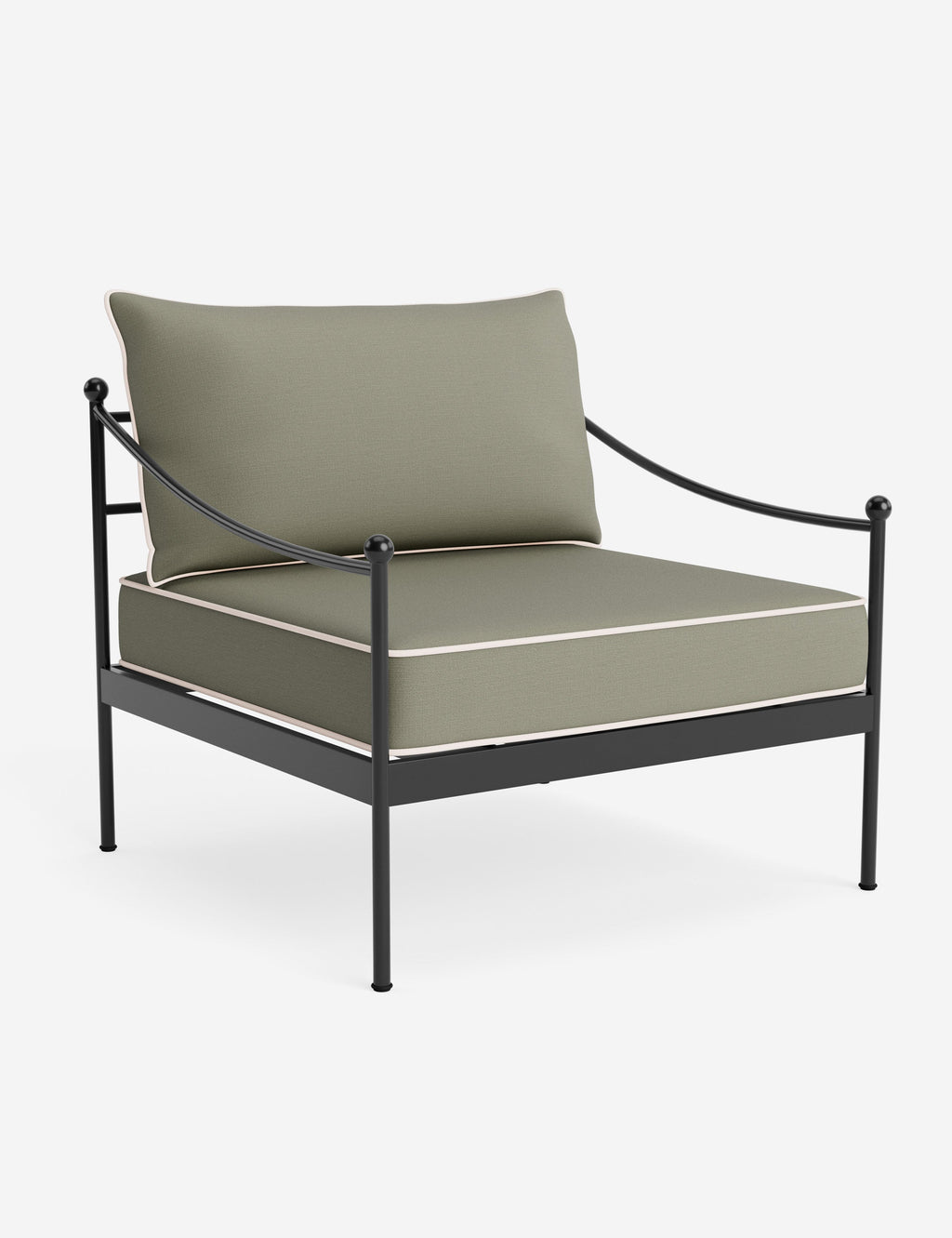 Lira Outdoor Accent Chair | Black Metal Frame, Chic Cushions
