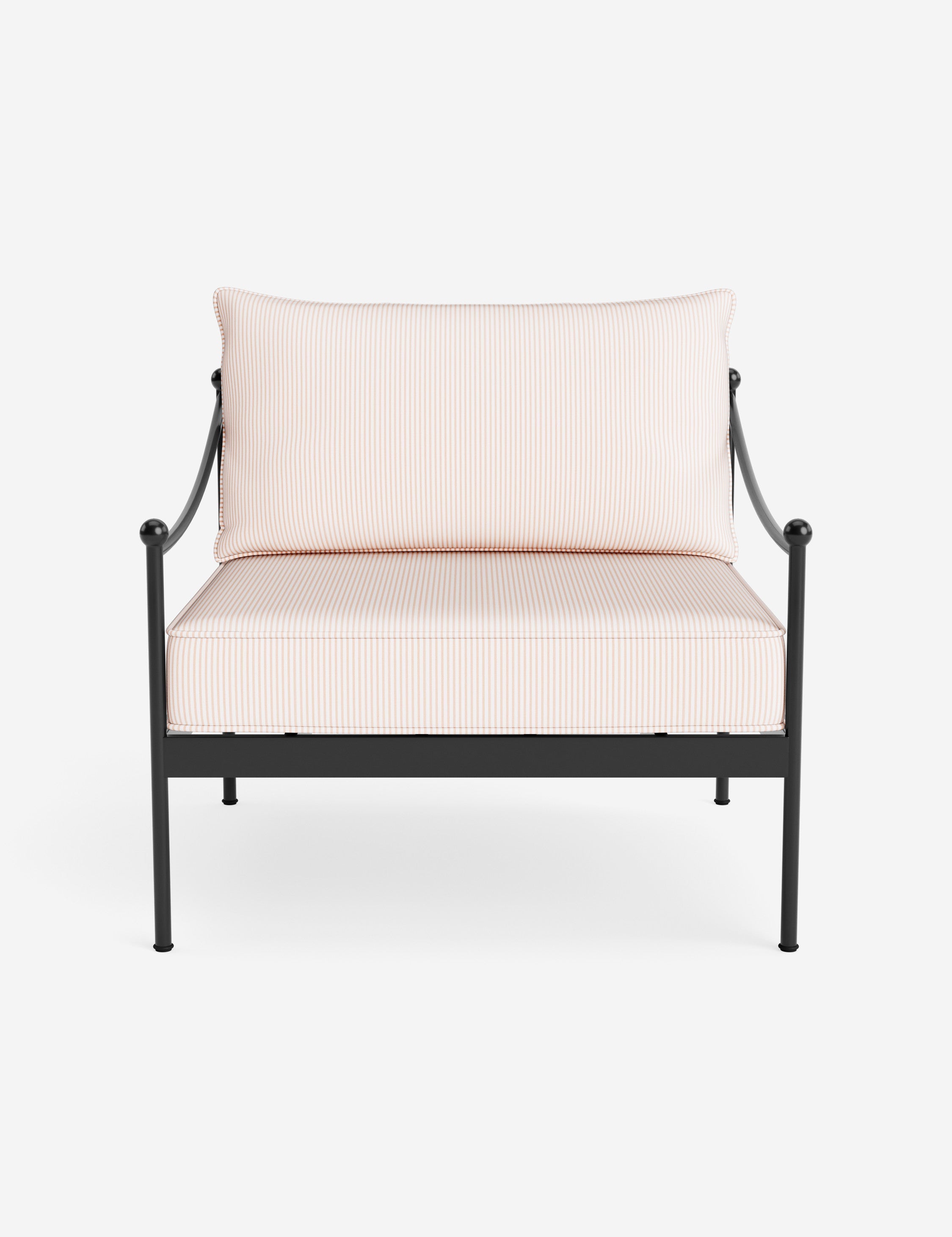 Lira Outdoor Accent Chair | Black Metal Frame, Chic Cushions