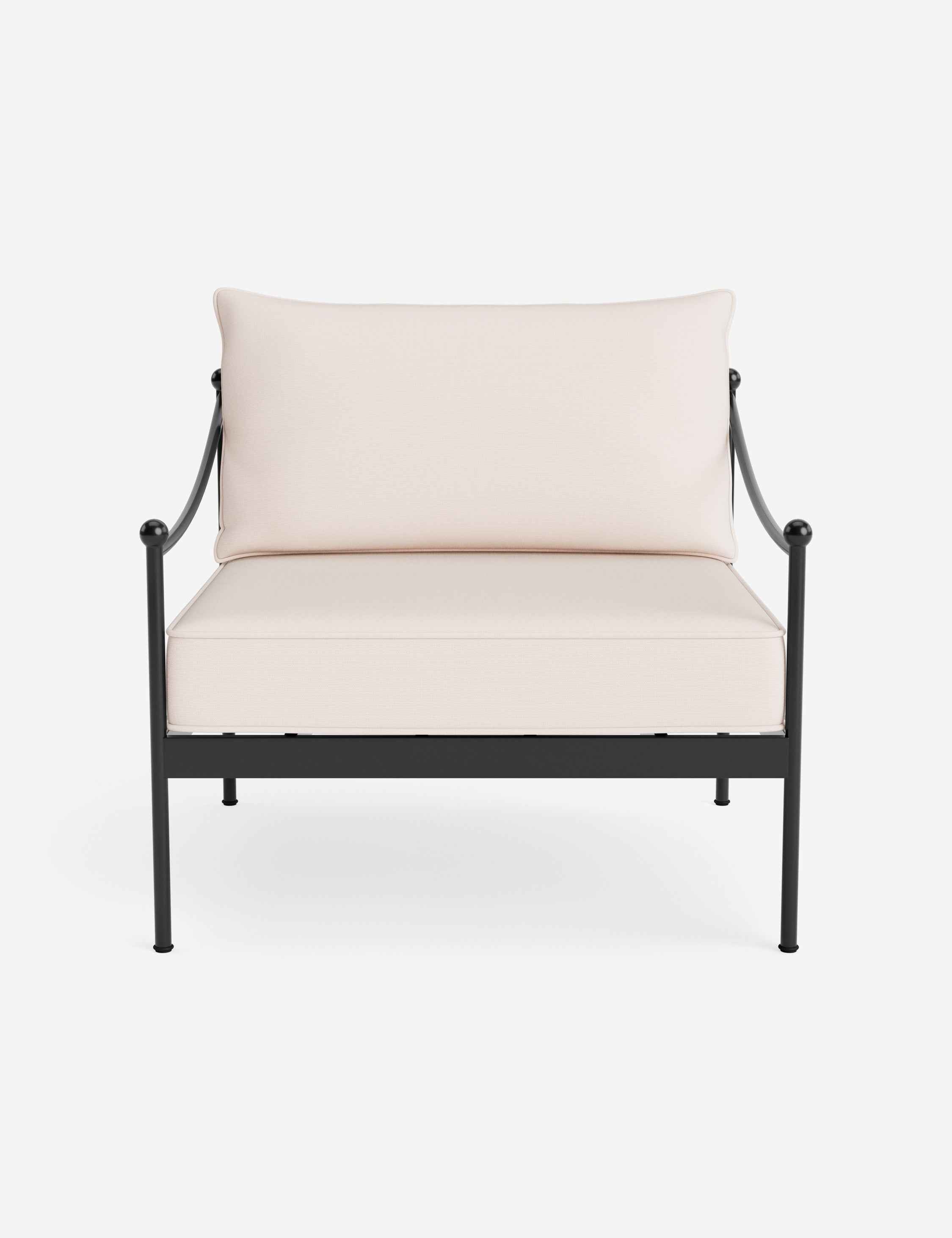 Lira Outdoor Accent Chair | Black Metal Frame, Chic Cushions