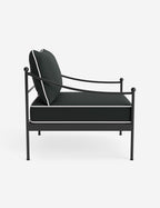 Lira Outdoor Accent Chair | Black Metal Frame, Chic Cushions