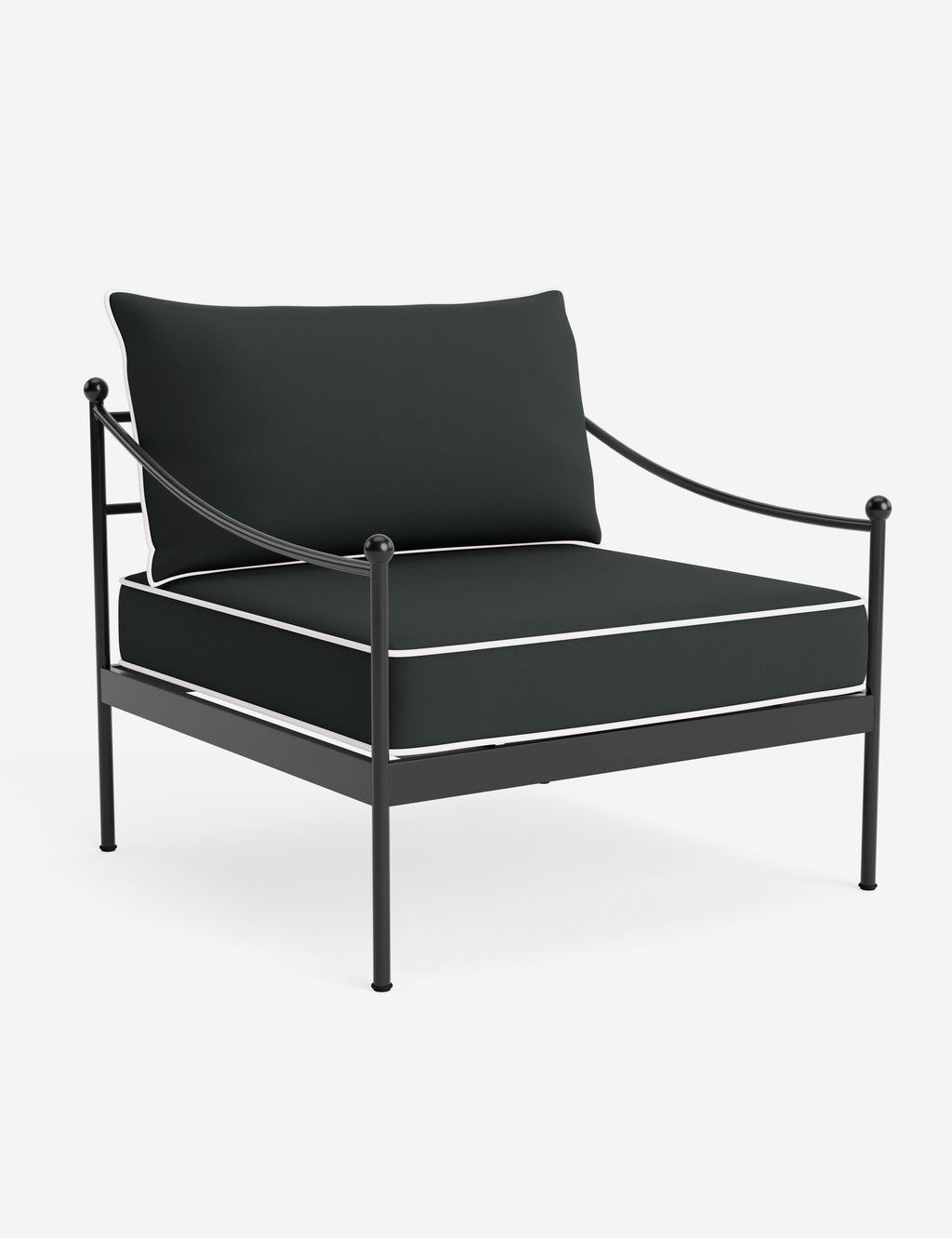 Lira Outdoor Accent Chair | Black Metal Frame, Chic Cushions