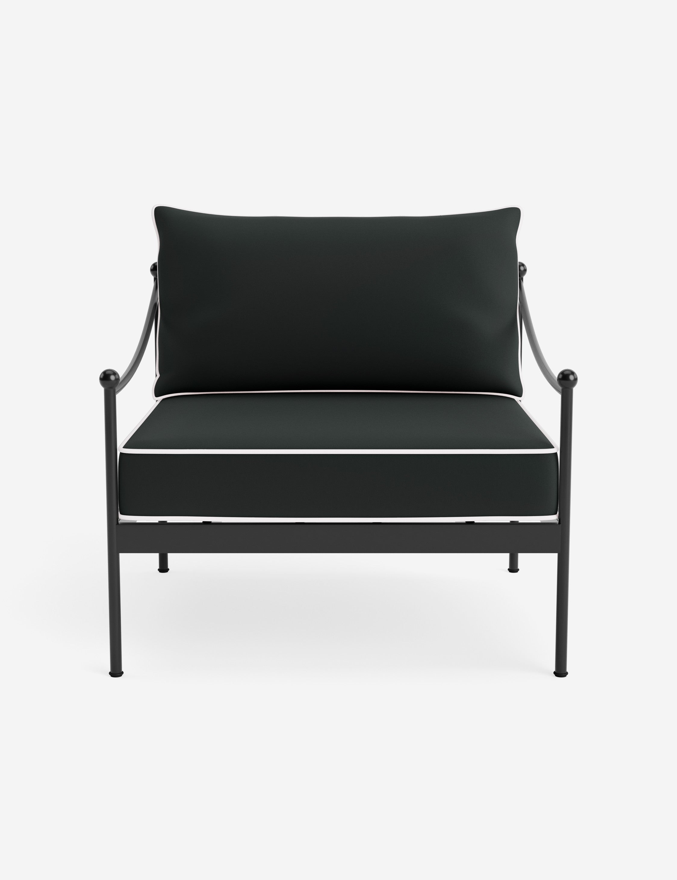 Lira Outdoor Accent Chair | Black Metal Frame, Chic Cushions