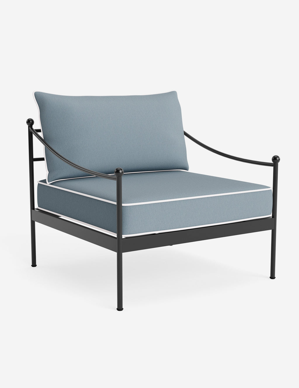 Lira Outdoor Accent Chair | Black Metal Frame, Chic Cushions