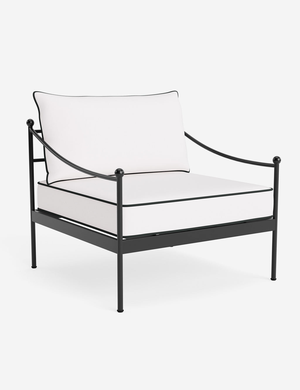 Lira Outdoor Accent Chair | Black Metal Frame, Chic Cushions