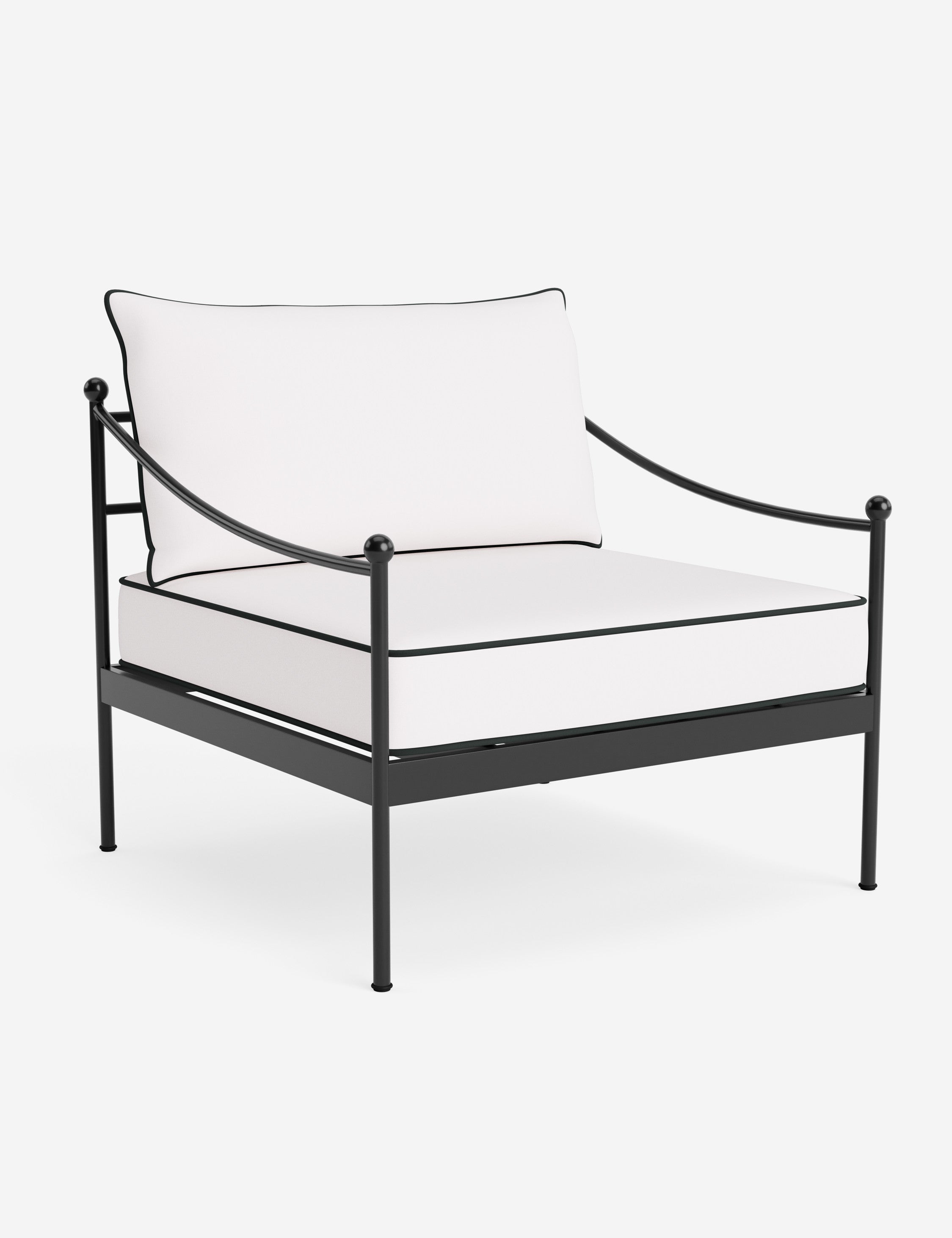 Lira Outdoor Accent Chair | Black Metal Frame, Chic Cushions