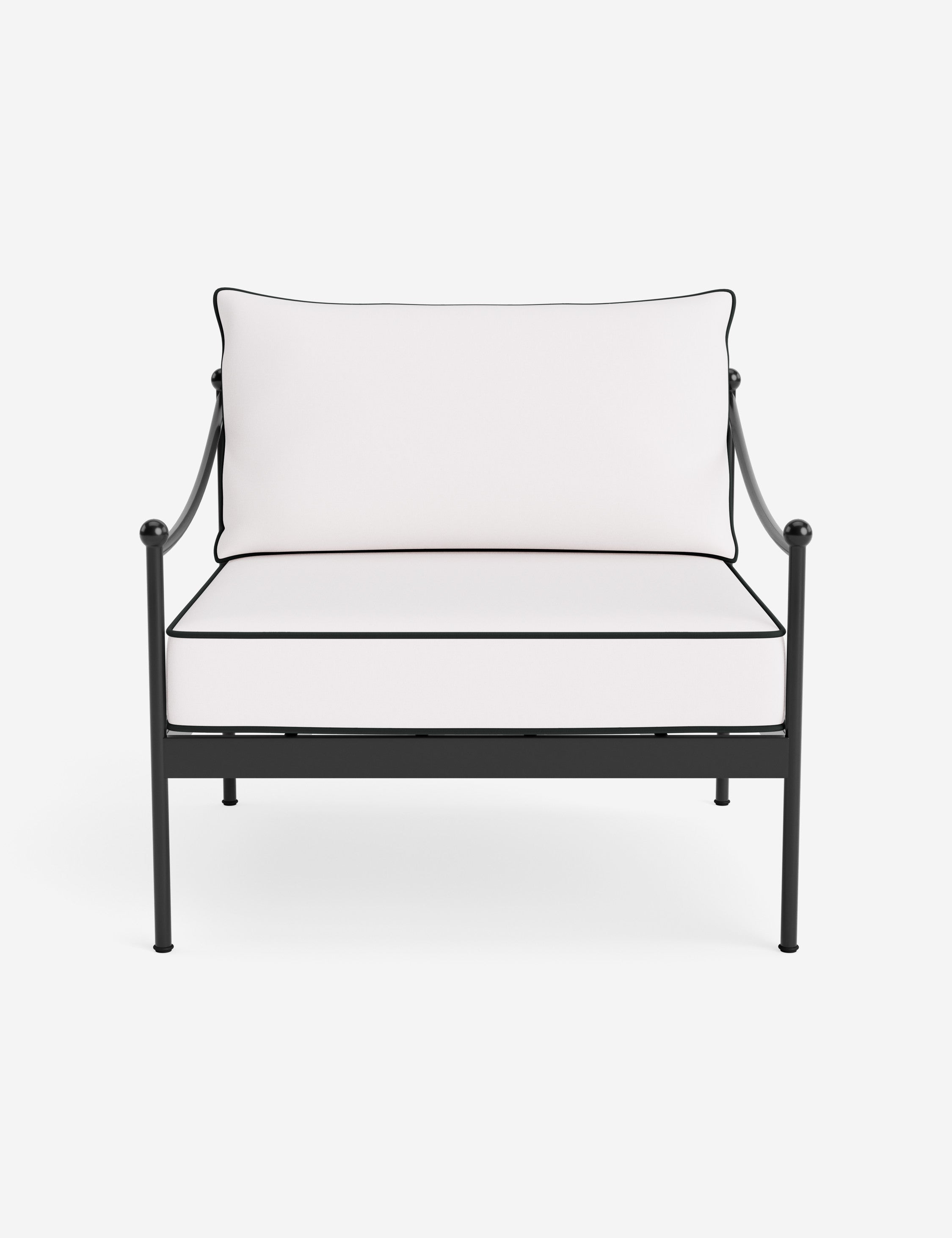 Lira Outdoor Accent Chair | Black Metal Frame, Chic Cushions