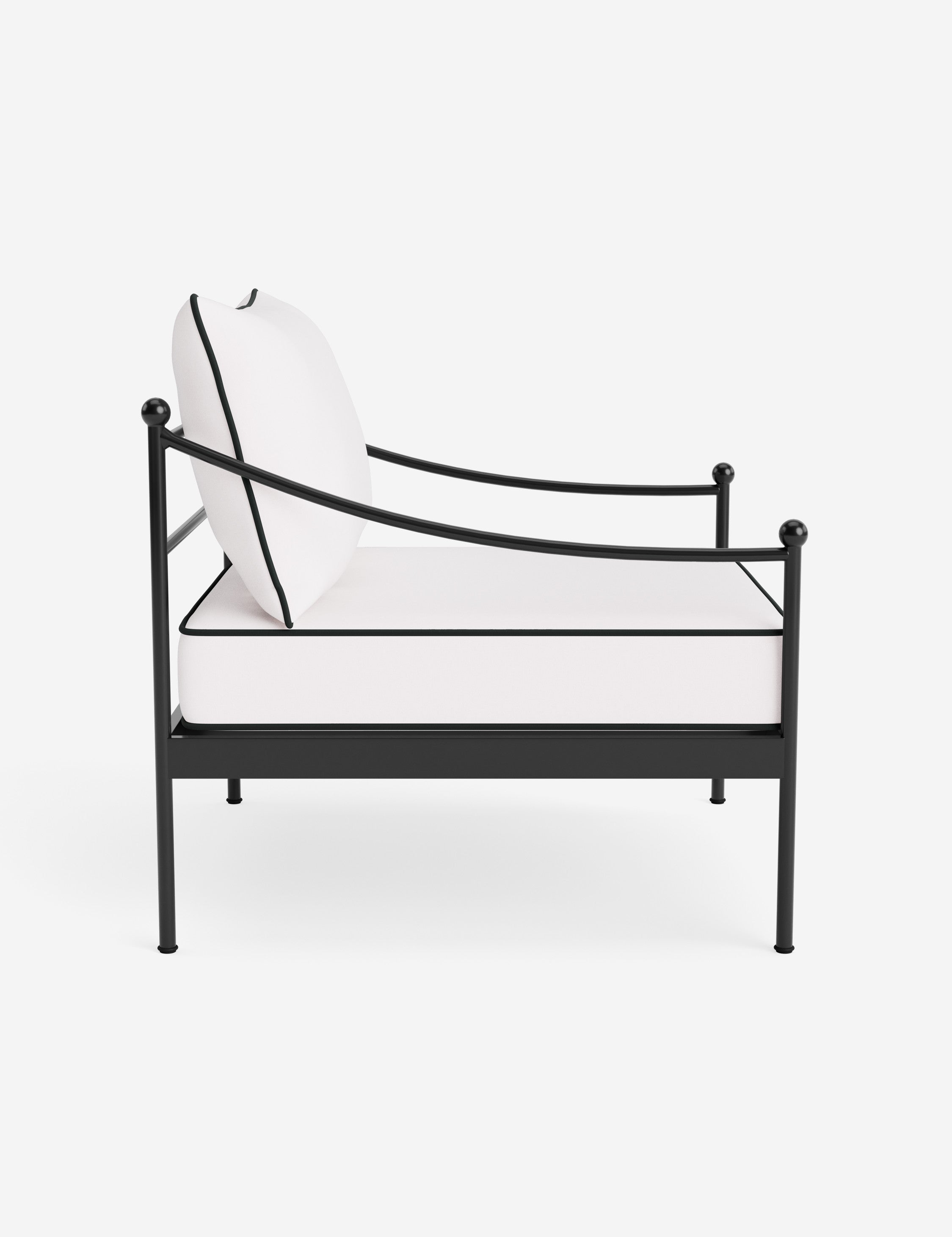 Lira Outdoor Accent Chair | Black Metal Frame, Chic Cushions