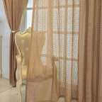 LabyrinthEleganz: Curtains embroidered in a geometric pattern – translucent & decorative for living rooms & bedrooms