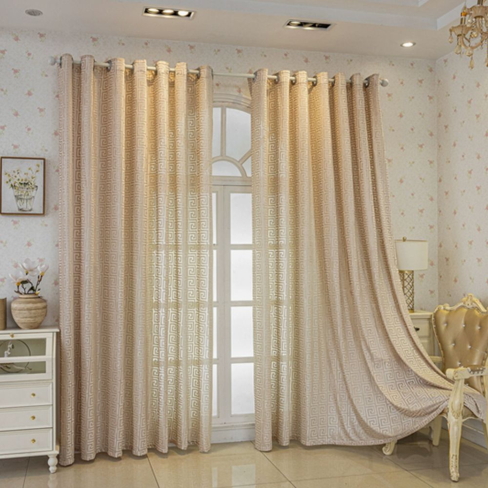 LabyrinthEleganz: Curtains embroidered in a geometric pattern – translucent & decorative for living rooms & bedrooms
