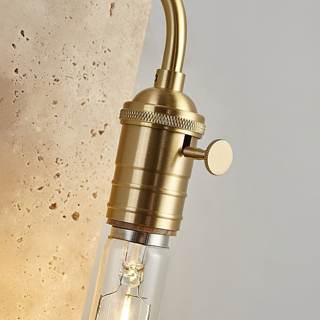 Natural Travertine & Iron Wall Light