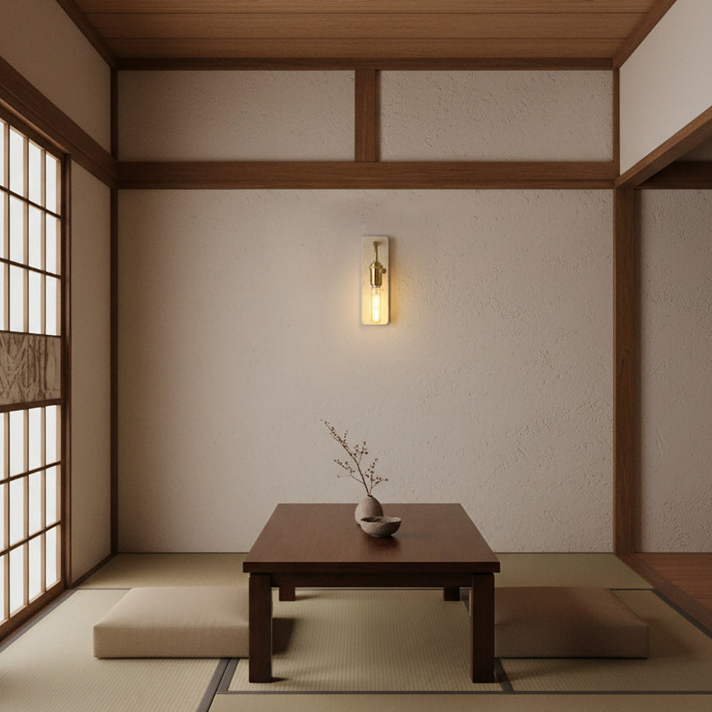 Natural Travertine & Iron Wall Light