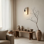 Natural Travertine & Iron Wall Light