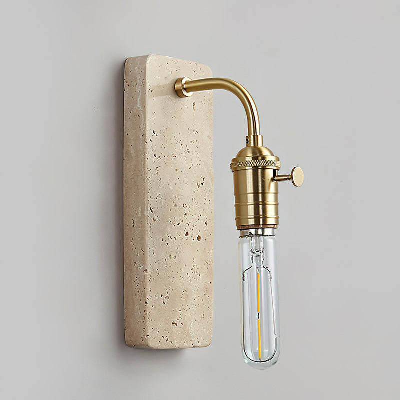 Natural Travertine & Iron Wall Light
