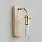 Natural Travertine & Iron Wall Light