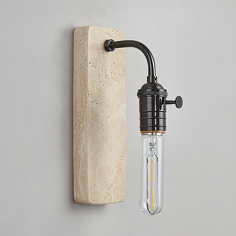 Natural Travertine & Iron Wall Light