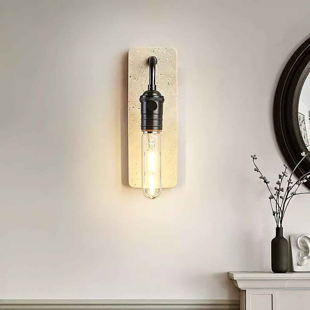 Natural Travertine & Iron Wall Light