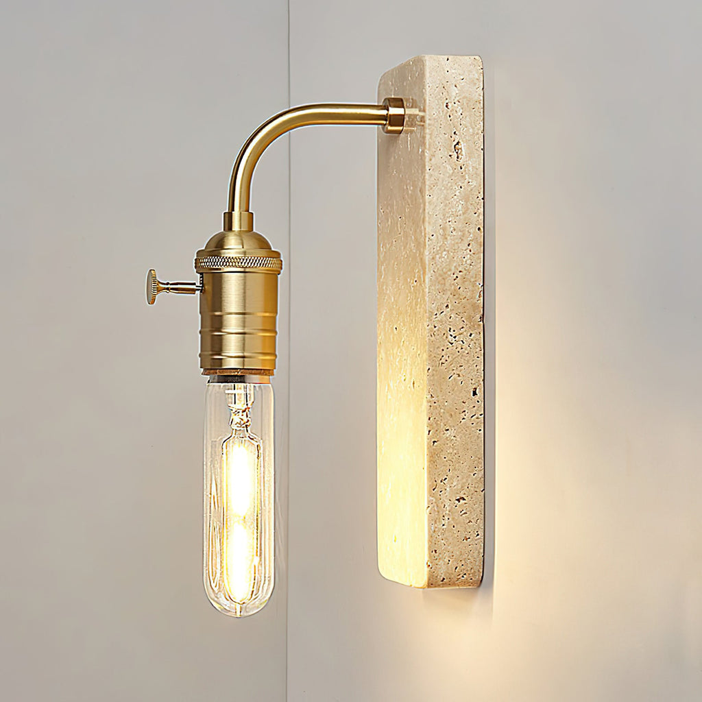 Natural Travertine & Iron Wall Light
