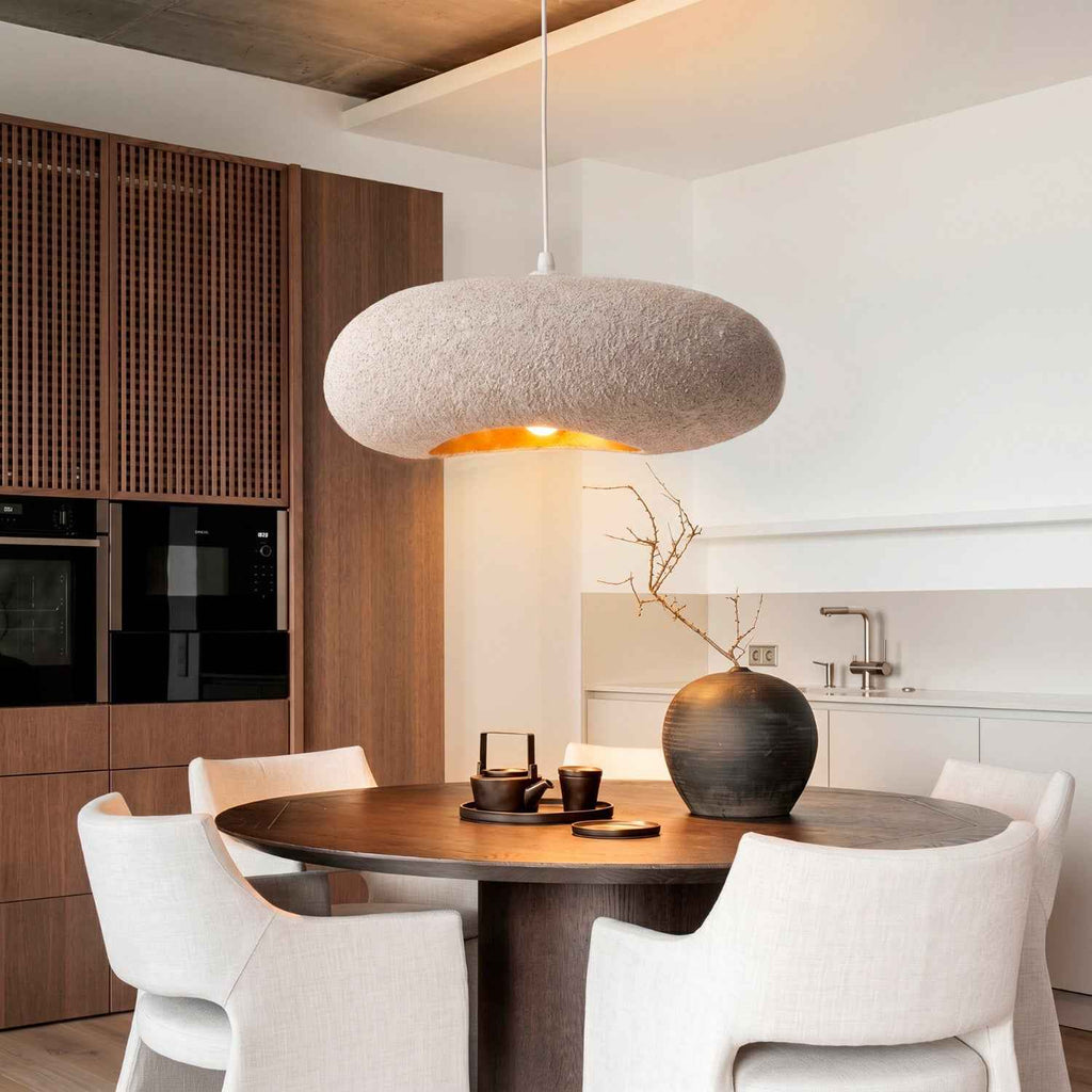 Bela Ceiling Lamp | White Speckled Texture, 55 cm Diameter