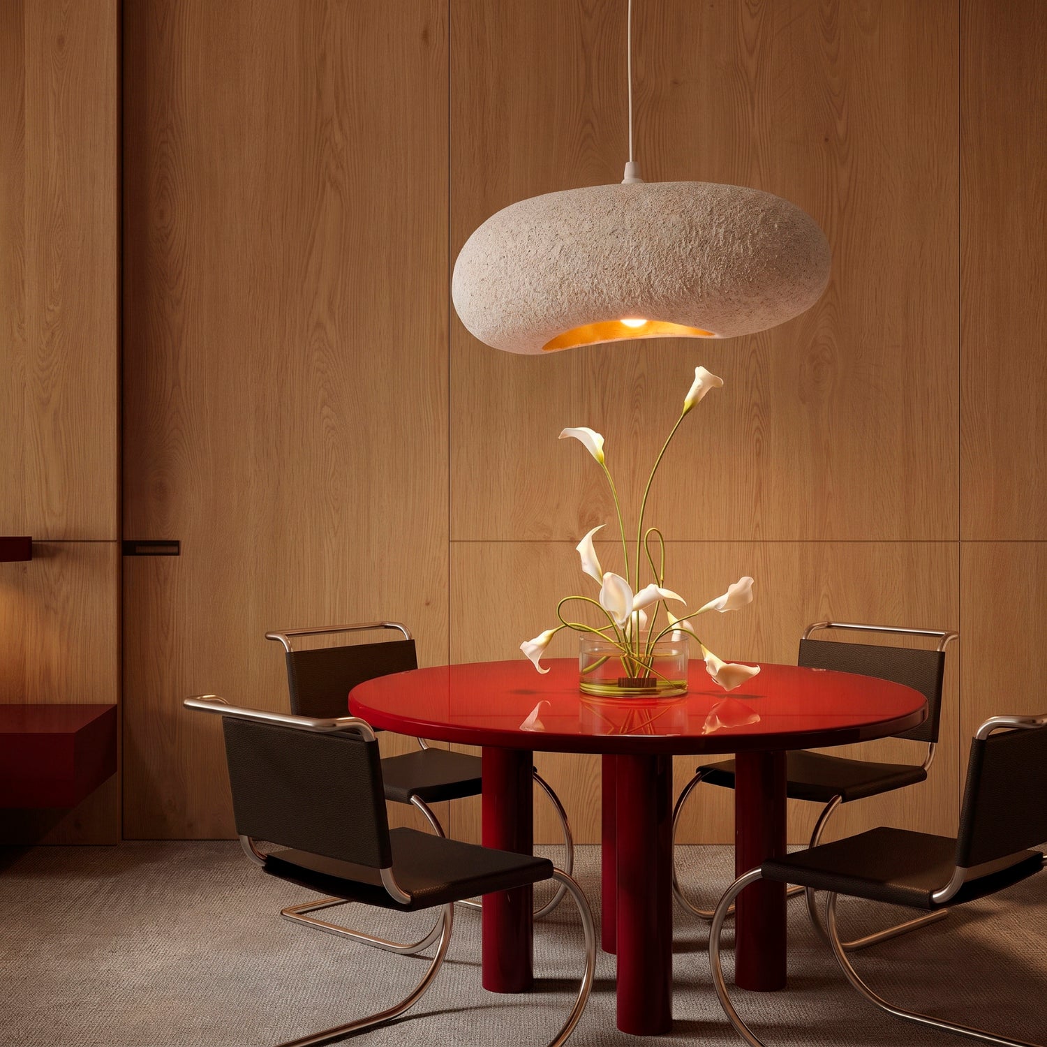 Bela Ceiling Lamp | White Speckled Texture, 55 cm Diameter