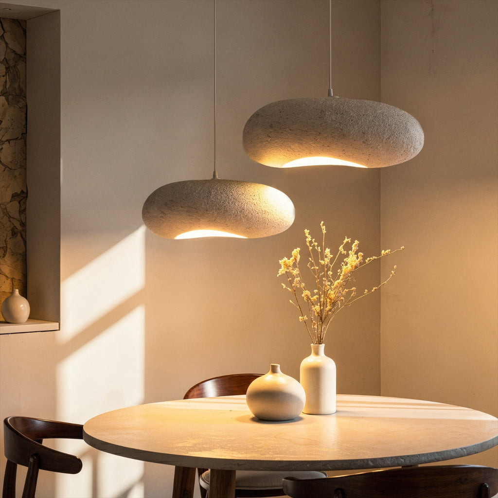 Bela Ceiling Lamp | White Speckled Texture, 55 cm Diameter