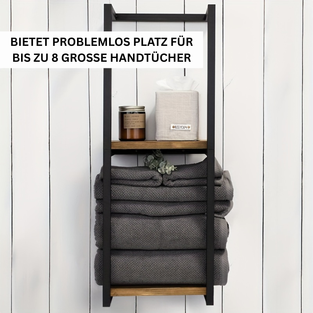 LandStahl: Wall Shelf Bathroom – Modern Carbon Steel Shelf in Country House Style, Stable & Multifunctional for Bathroom Organization
