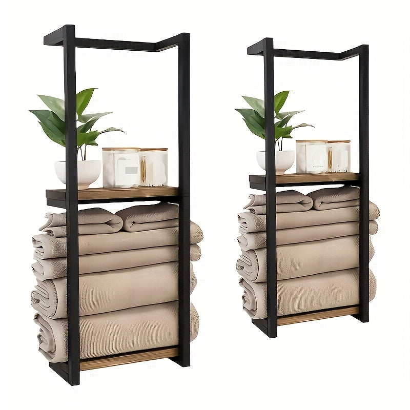 LandStahl: Wall Shelf Bathroom – Modern Carbon Steel Shelf in Country House Style, Stable & Multifunctional for Bathroom Organization