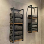 LandStahl: Wall Shelf Bathroom – Modern Carbon Steel Shelf in Country House Style, Stable & Multifunctional for Bathroom Organization