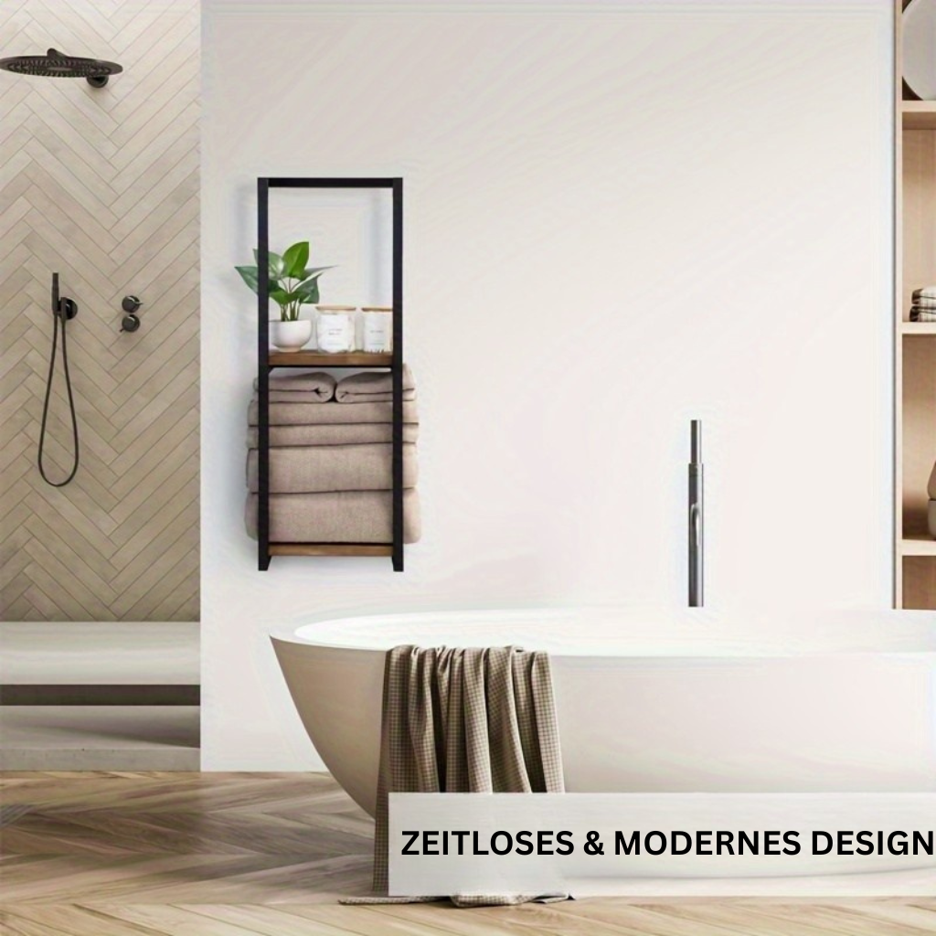LandStahl: Wall Shelf Bathroom – Modern Carbon Steel Shelf in Country House Style, Stable & Multifunctional for Bathroom Organization
