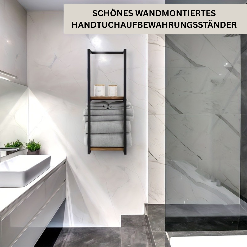 LandStahl: Wall Shelf Bathroom – Modern Carbon Steel Shelf in Country House Style, Stable & Multifunctional for Bathroom Organization