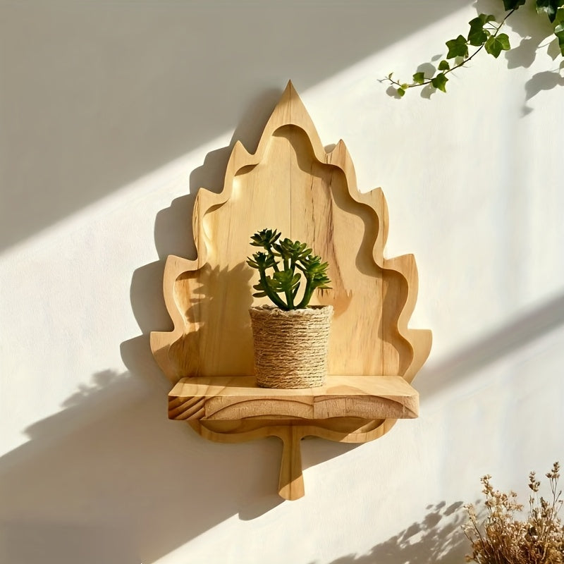 LandhausBlatt: Rustic Wood Wall Shelf with Log Bracket – Space-Saving Storage for Bedroom & Living Room