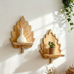 LandhausBlatt: Rustic Wood Wall Shelf with Log Bracket – Space-Saving Storage for Bedroom & Living Room